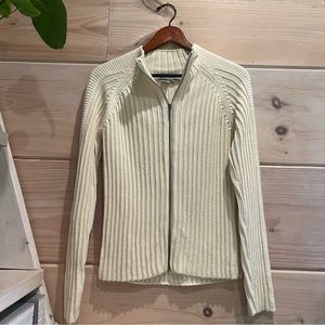 Royal Robbins Chunky Knit Cream Zip Up Sporty Cotton Sweater M